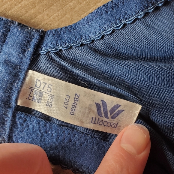 Wacoal Women's Blue and Gray Lace Underwire Bra Size 34C EUC - Picture 4 of 16